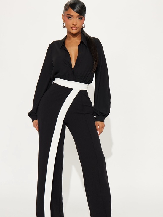 Fashion Nova Pants - WORN ONCE - Thinking Outside The Box Jumpsuit - Black